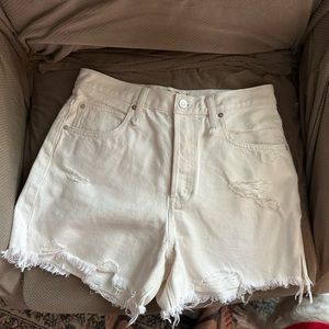 White free people cut off denim shorts